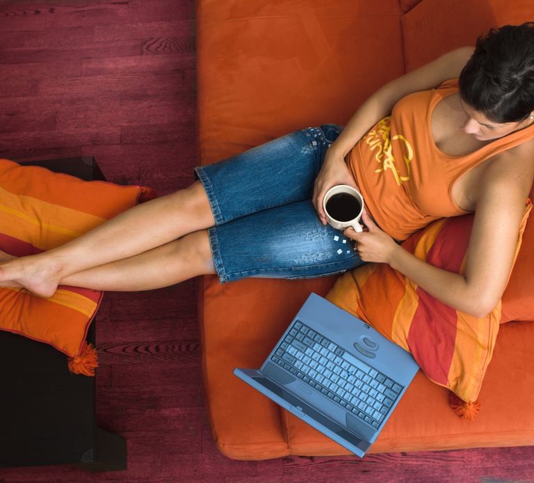 An older woman relaxing as her building manager works for her.